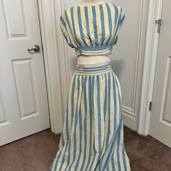 Free People Dresses & Skirts - Free People Blue and Cream Striped Maxi Skirt